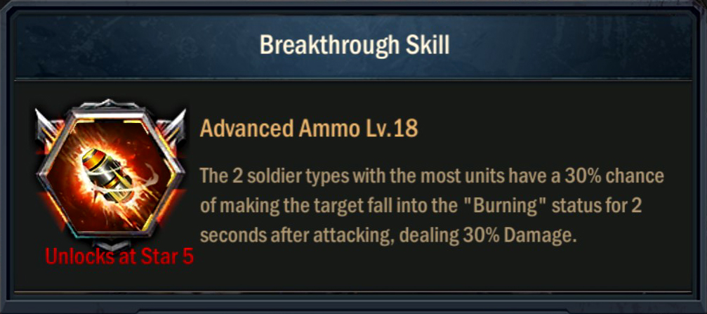Age of Origins officer Eric - Breakthrough Skill - Advanced Ammo